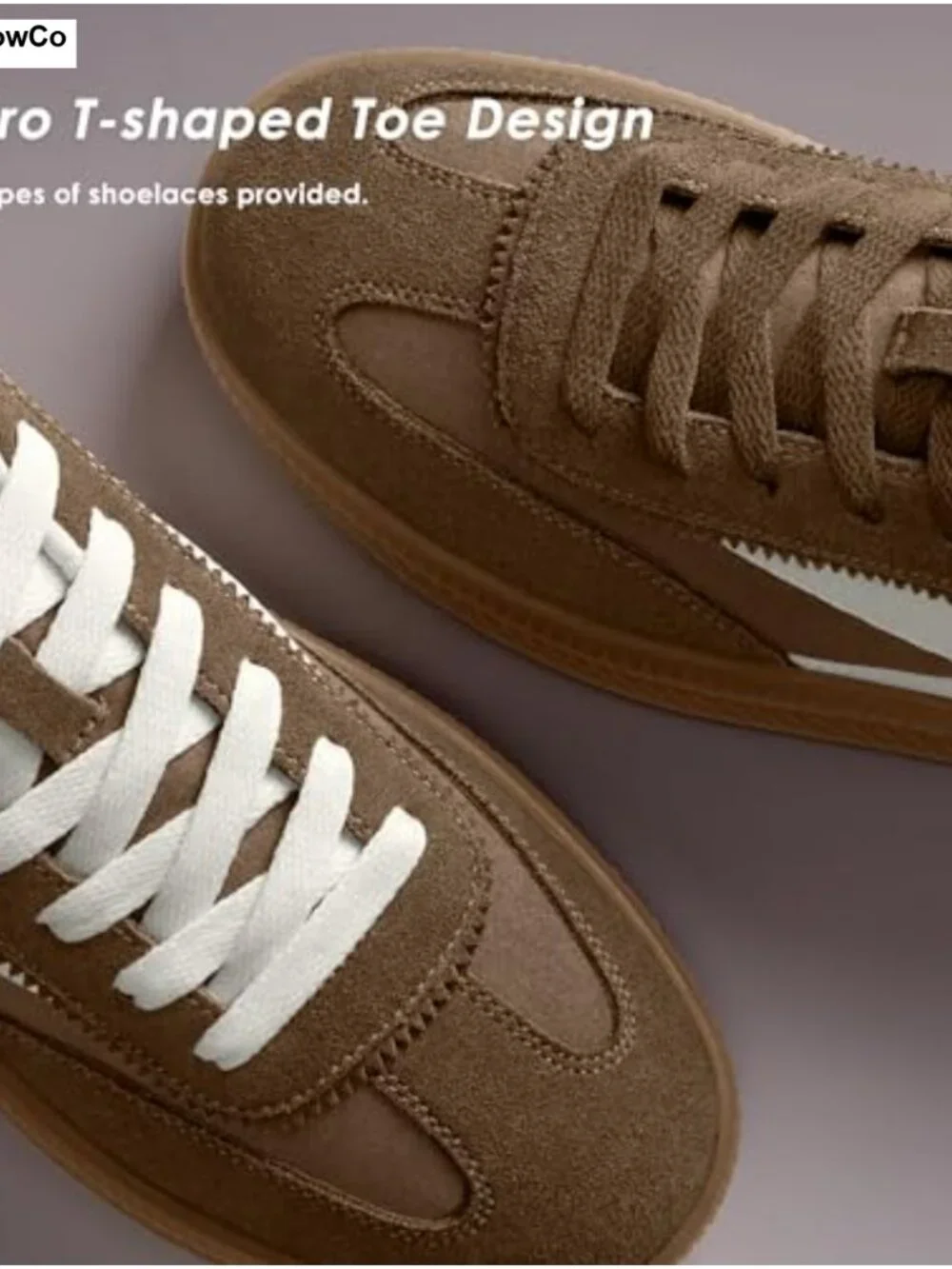 Women's Fashion Sneakers - Genuine Suede Retro Gum Sole Lace-Up Casual Tennis